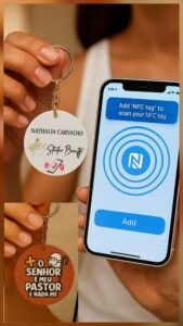 Cartão de Visita Digital por Aproximação. Coloque seu salmo, rede social, localização.