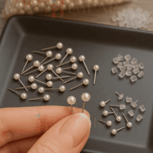 Brinco Pérola em Aço Inox + Tag Personalizada