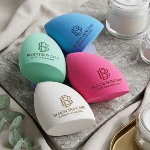 esponja de maquiagem personalizada gota com logo para brinde.